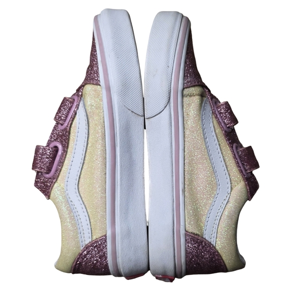 Vans Kids Glitter Velcro Sneakers Pink Gold Size 12.5 Youth - Picture 5 of 6